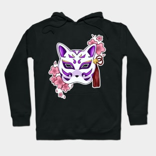 Cherry Blossom Fox Purple Mask - A Playful and Elegant Design Hoodie